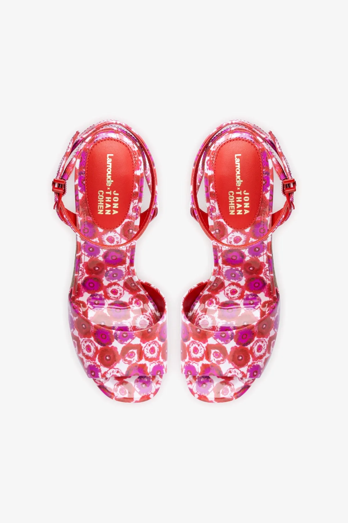 Larroudé x Jonathan Cohen Yves Wedge In Red Abstract Printed Patent Leather