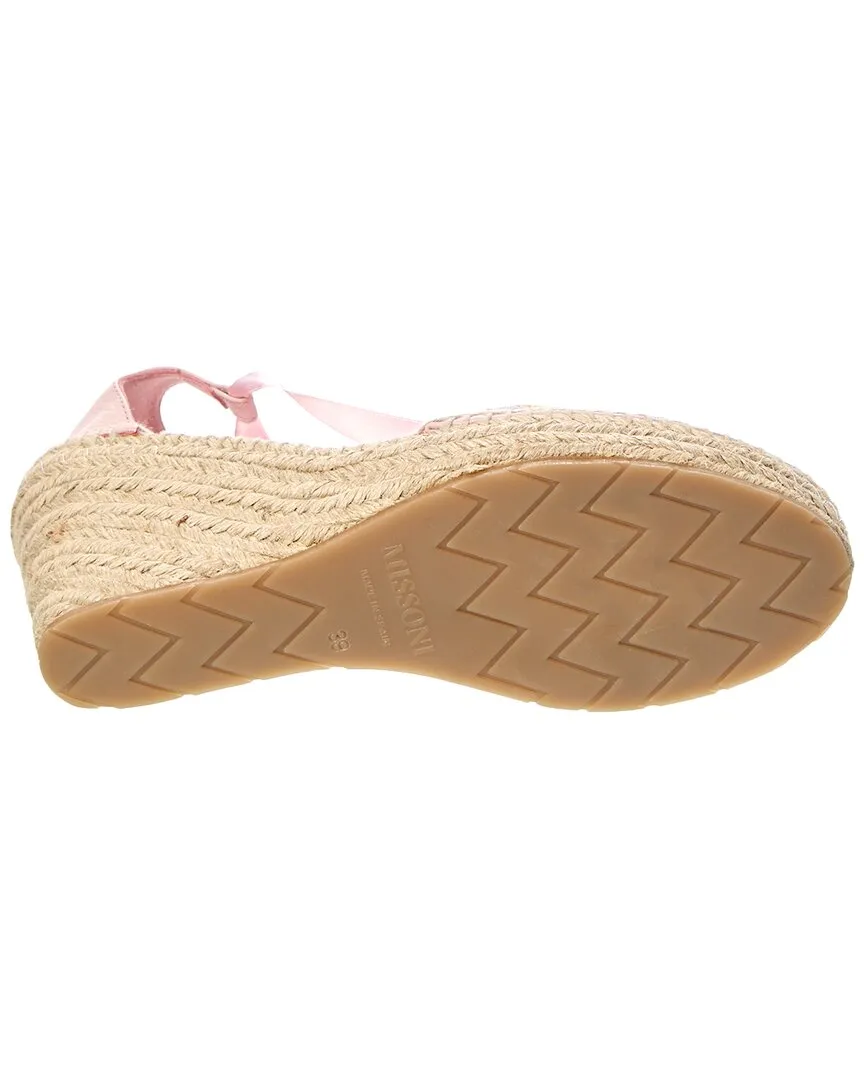 M Missoni Canvas & Leather Wedge Espadrille
