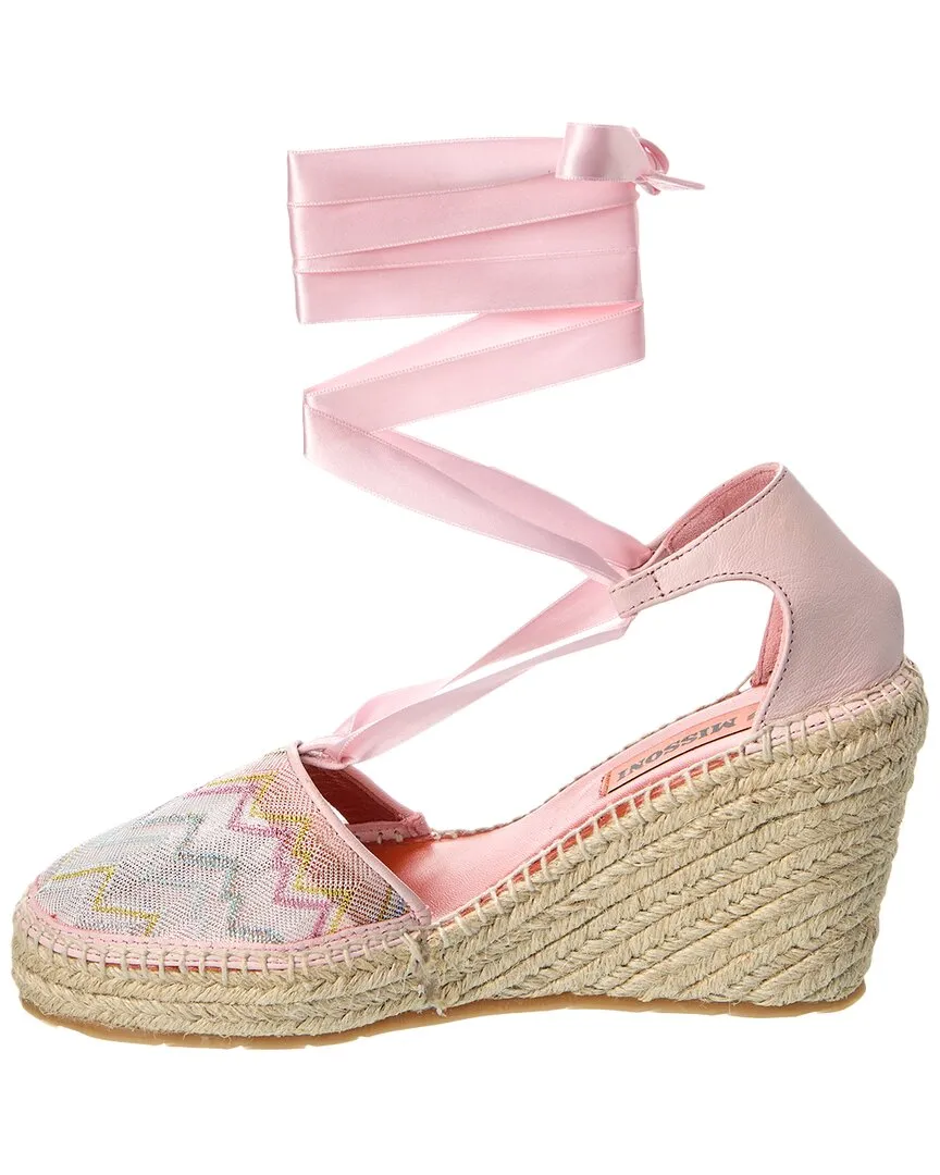 M Missoni Canvas & Leather Wedge Espadrille