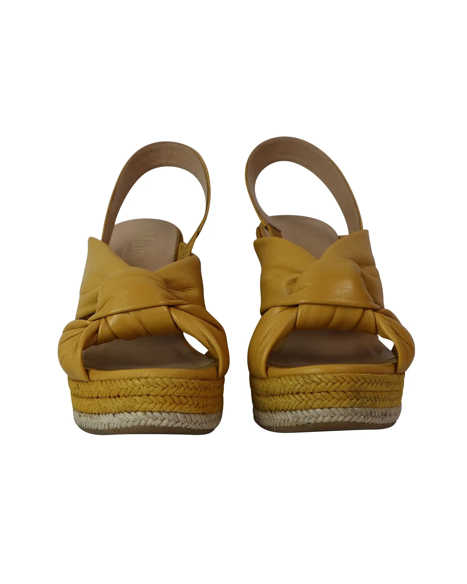 Mulberry Slingback Espadrille Wedges in Yellow Leather