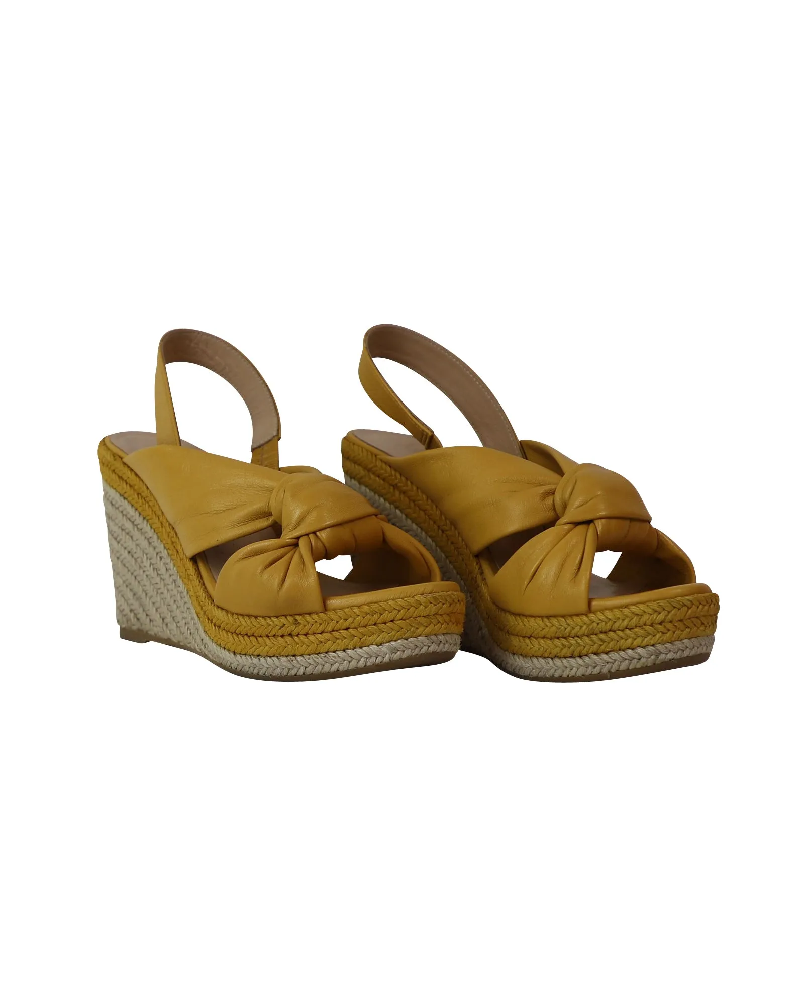 Mulberry Slingback Espadrille Wedges in Yellow Leather