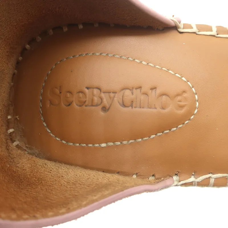 See by Chloe Glyn Platform Espadrille Wedge Sandals Beige Suede Size 37