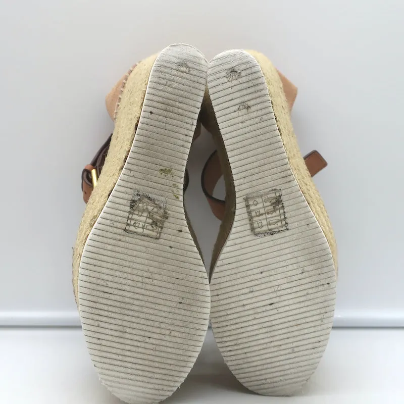 See by Chloe Glyn Platform Espadrille Wedge Sandals Beige Suede Size 37