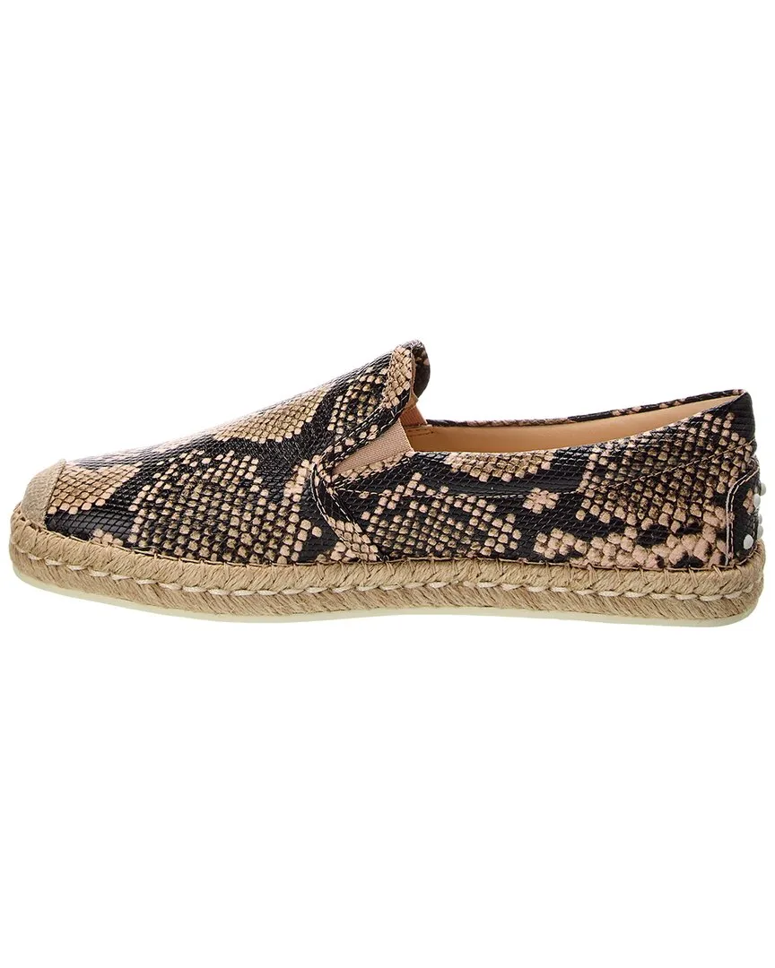 TOD�M�� Snake-Embossed Leather Espadrille