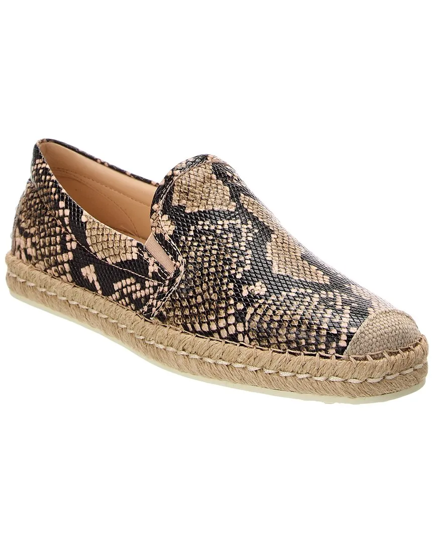 TOD�M�� Snake-Embossed Leather Espadrille