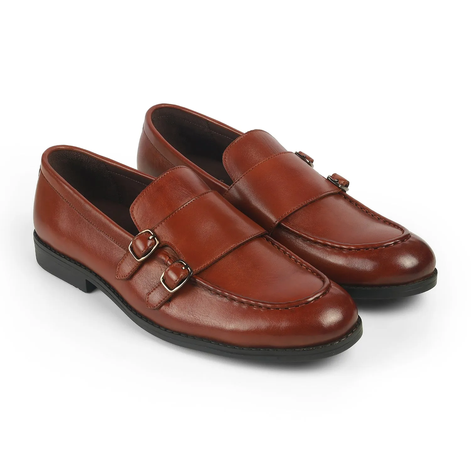Tresmode Bondy Tan Men's Double Monk Shoes