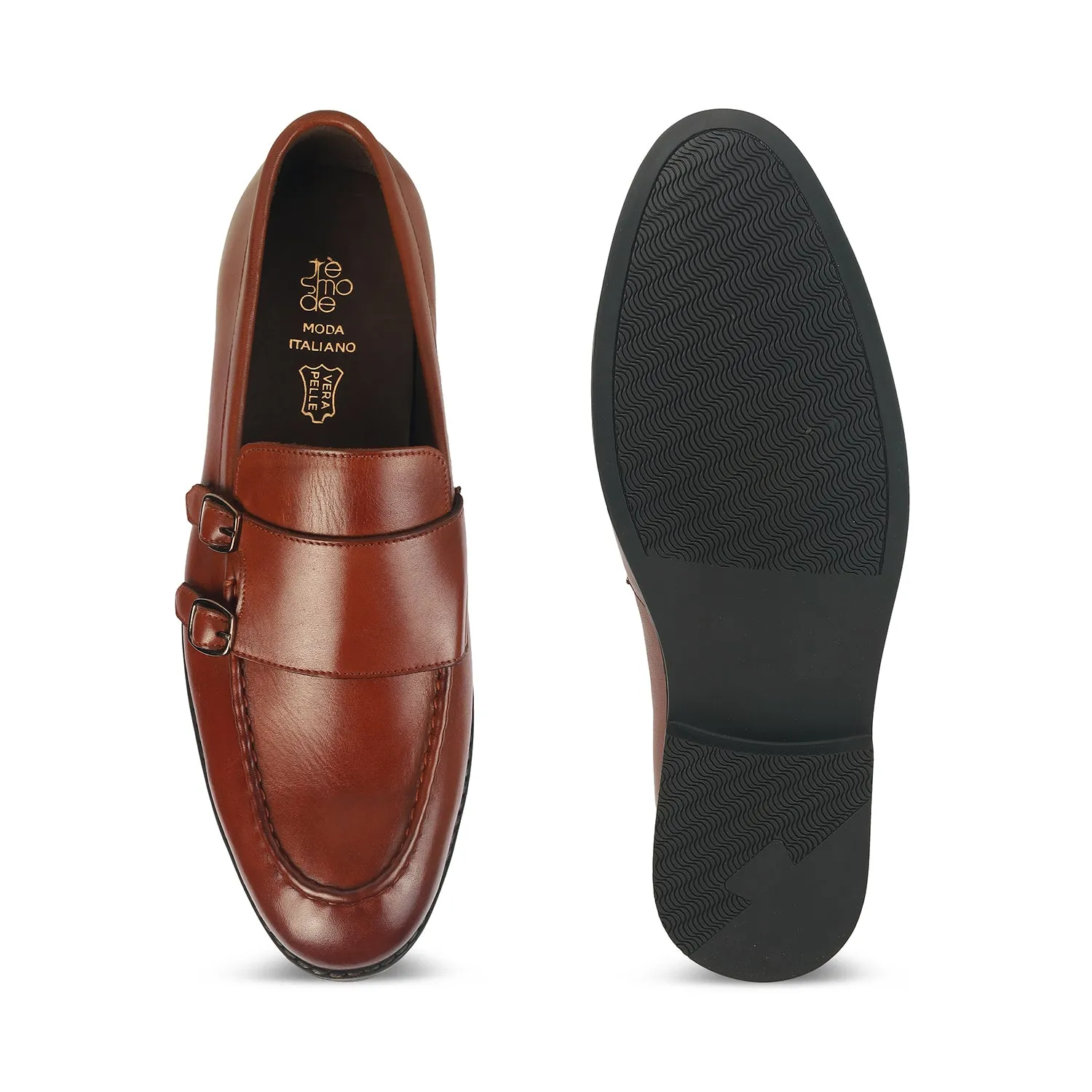 Tresmode Bondy Tan Men's Double Monk Shoes