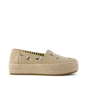 Valencia Embroidered Bees Platform Espadrille