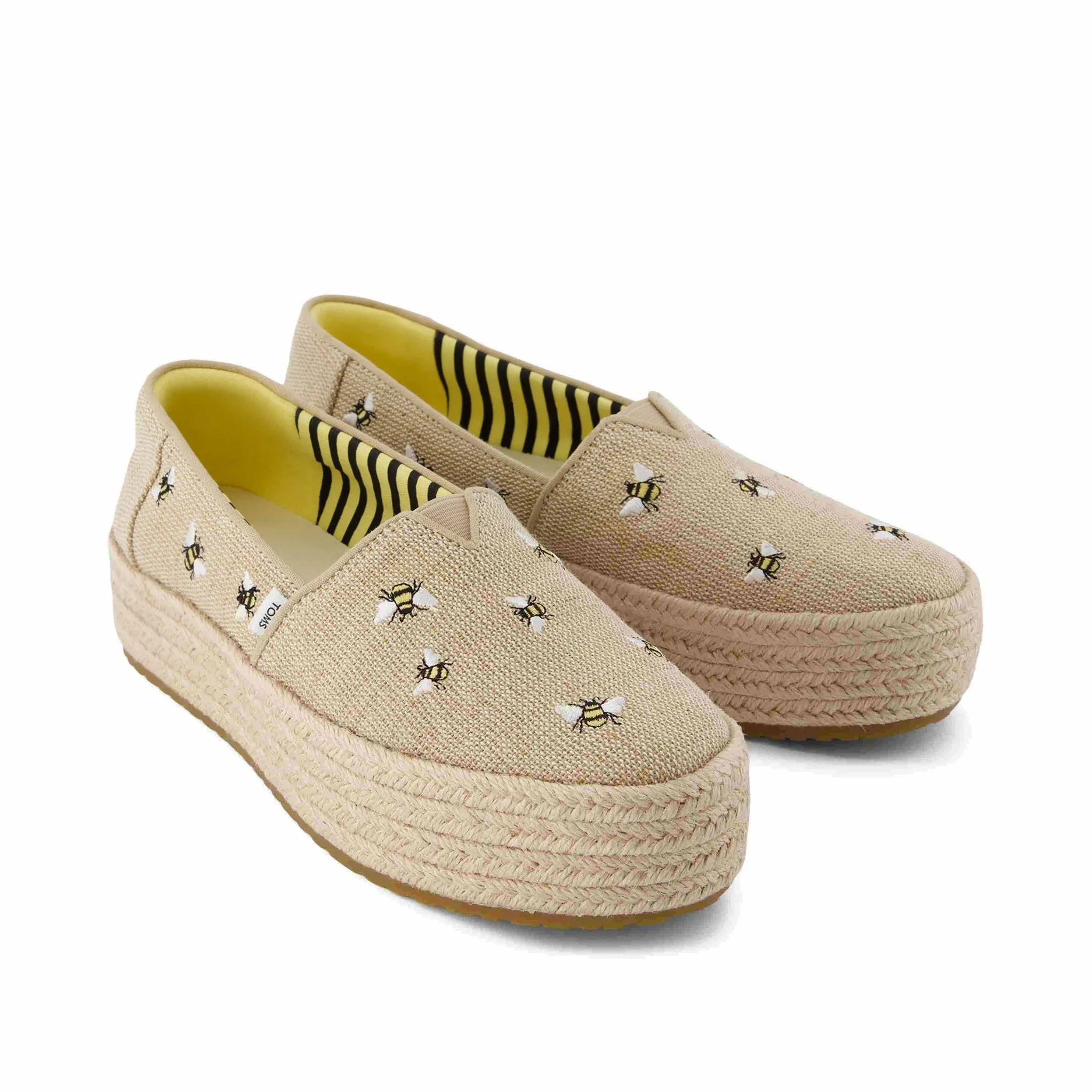 Valencia Embroidered Bees Platform Espadrille
