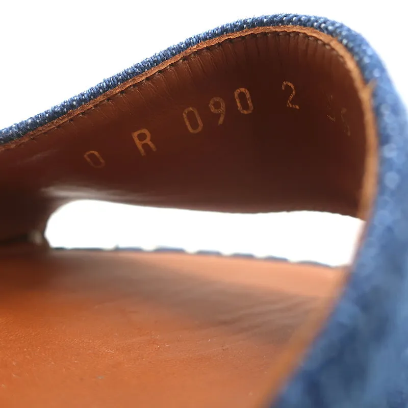Valentino Denim Rockstud Espadrille Wedge Sandals Blue Leather Size 36 NEW