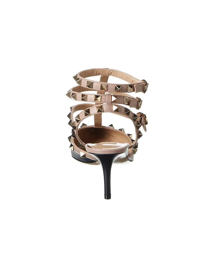 Valentino Rockstud Caged 65 Leather Ankle Strap Pump