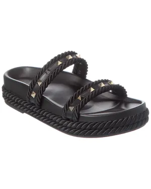 Valentino Rockstud Rope & Leather Espadrille