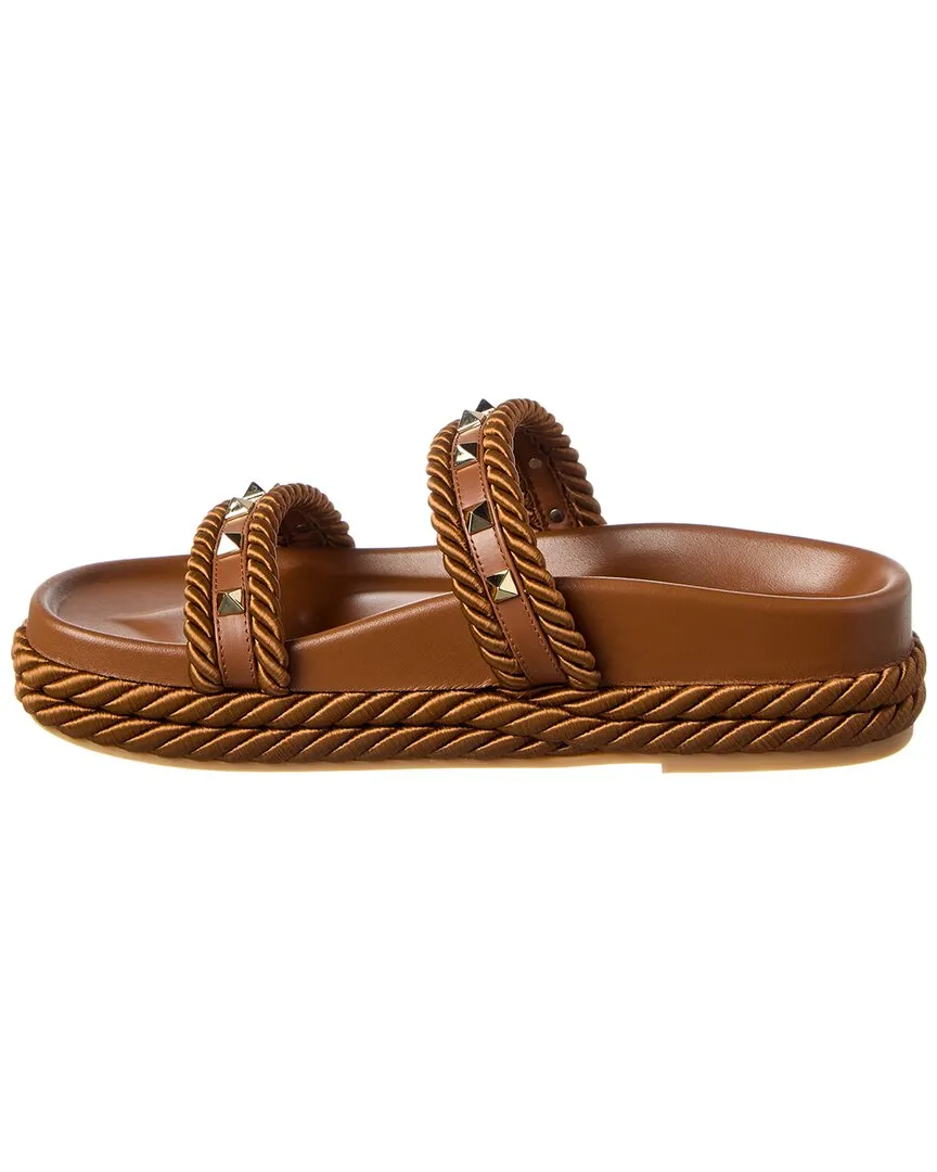 Valentino Rockstud Rope & Leather Espadrille