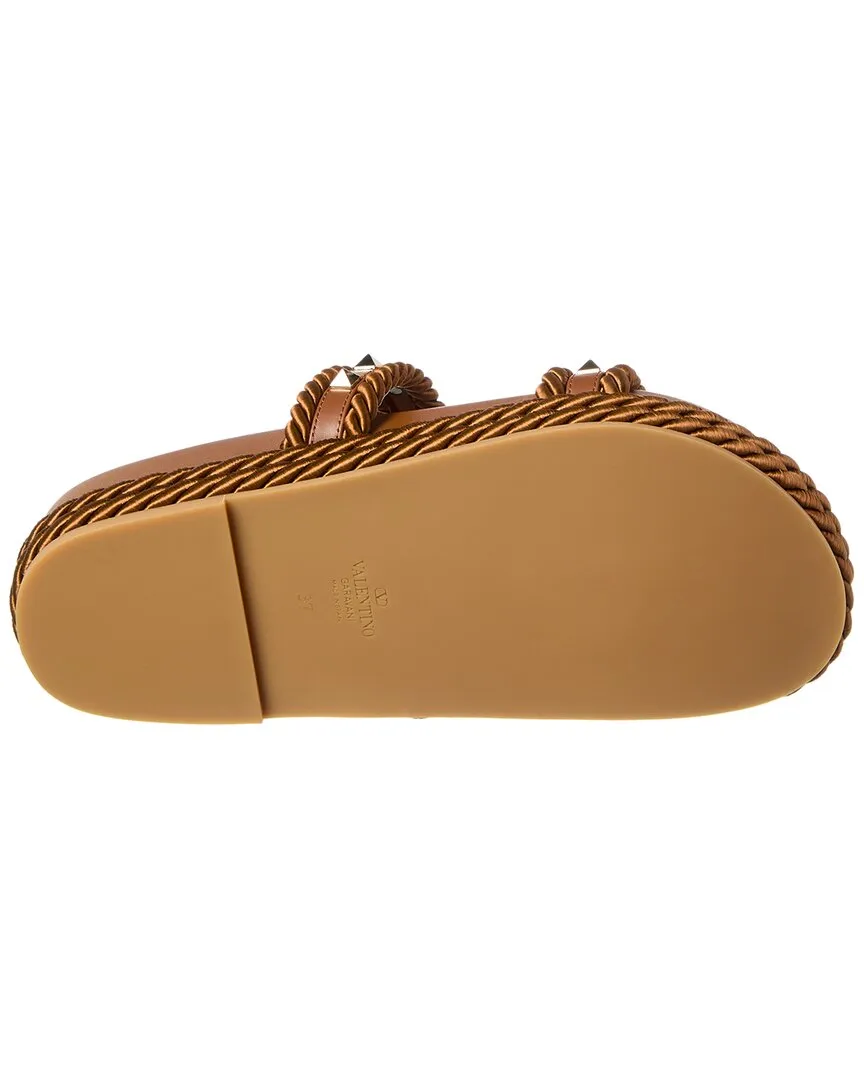 Valentino Rockstud Rope & Leather Espadrille