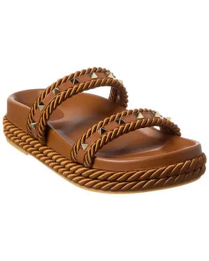 Valentino Rockstud Rope & Leather Espadrille
