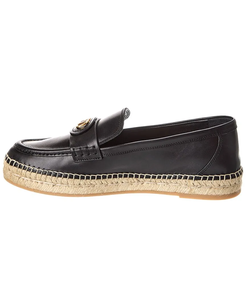 Valentino VLogo Signature Leather Espadrille
