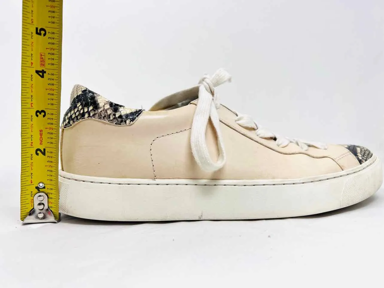 Veronica Beard Size 10 Beige/Black Blocked Reptile AS IS Shoes Sneakers
