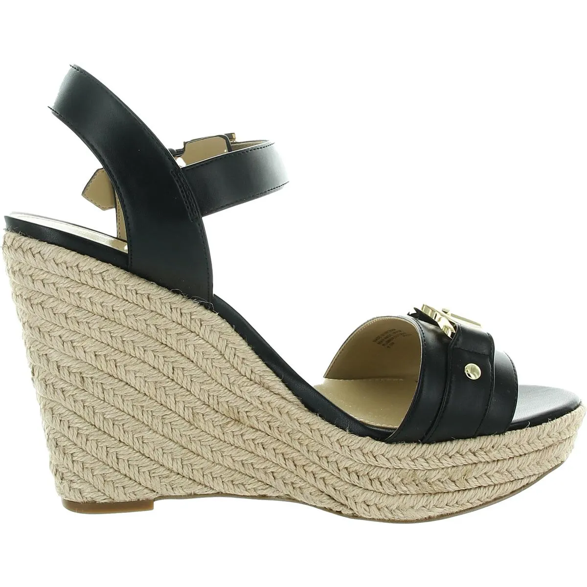 Womens Buckle Leather Espadrille Heels