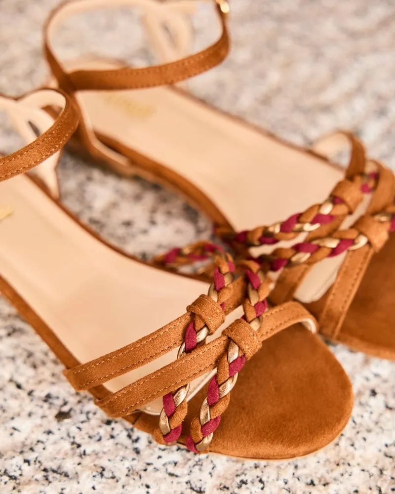 Zonza Vegan Suede Braided Sandals | Camel